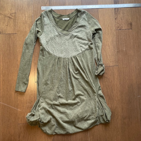 Baby Doll Army Green Light Weight Woll Swing Dress - Picture 8 of 11
